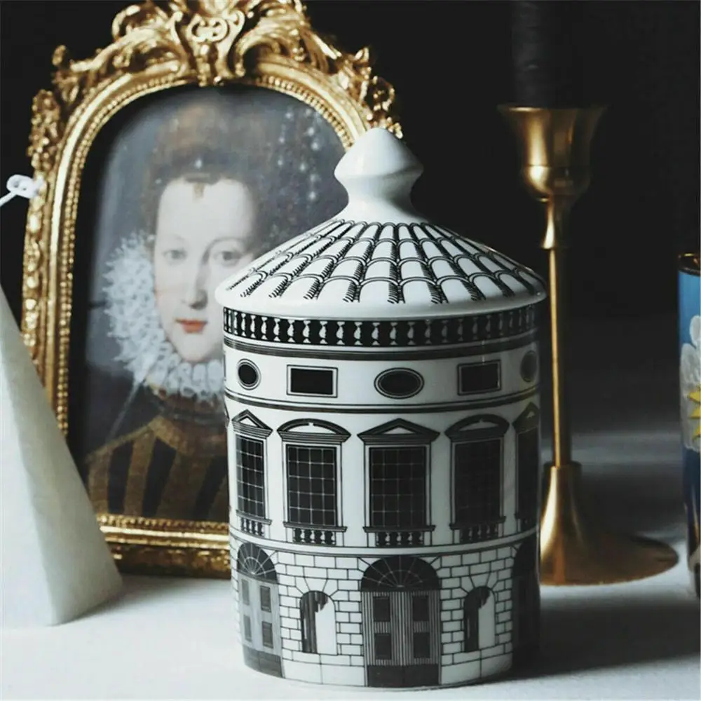 Vintage Architettura Style Candle Holders Storage Candelabra Home Decoration Ceramic Art Jar Home Decorative