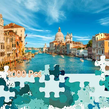

Gigsaw Puzzles 1000 Pieces Assembling Picture Building Puzzles Venice Budapest Great Wall Toys For Adults Children Kids Games