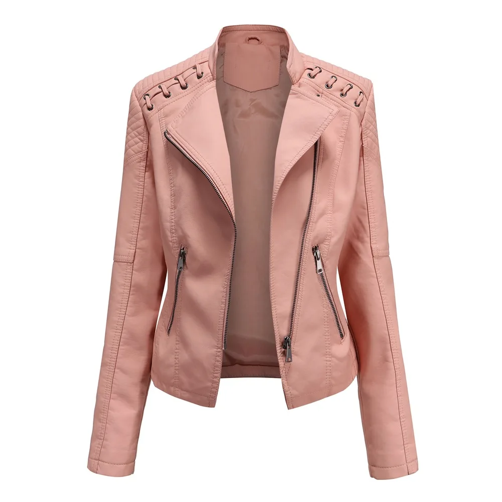 2020 New Solid Zipper Pu Leather Biker Jacket Women Fall Winter Faux Fur Tunic Outerwear Female Hooded Velvet Coat