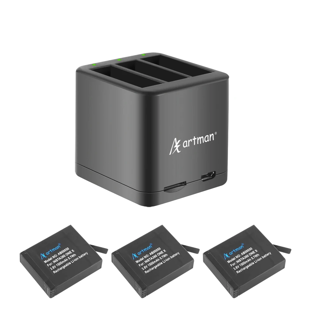 Artman Insta360 ONE X запасная батарея для камеры (3 упаковки) и тройное Зарядное