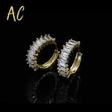

Shinning Simple Cubic Zirconia Gold Plated Luxury Earrings For Women Daily Circle Huggies Hoops Earrings Female Fashion Jewelry