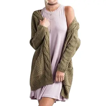 

Warm Women Sweaters Cardigans Winter Sweaters Plus Size Pockets Twist Knitted Sweater Cardigan Femme Streetwear Cardigan Coat
