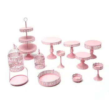 

New 12PCS/Set Metal Crystal Cake Stands Holder Cupcakes Dessert Display Serving Tray Stand Party Wedding Decorations Cake Tools