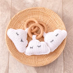 1PCS Baby Care Cloud Crochet Teething Beech Toy Newborn Baby Care Nursing Toy Gift Wooden Ring