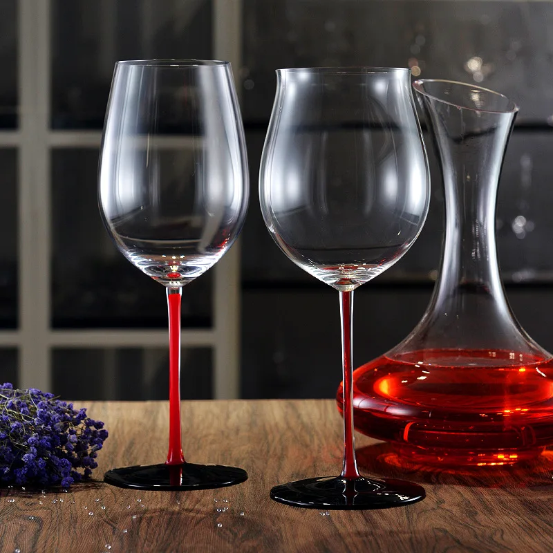 

Hongting black background Burgundy goblet large lead-free crystal red wine glass single cylinder