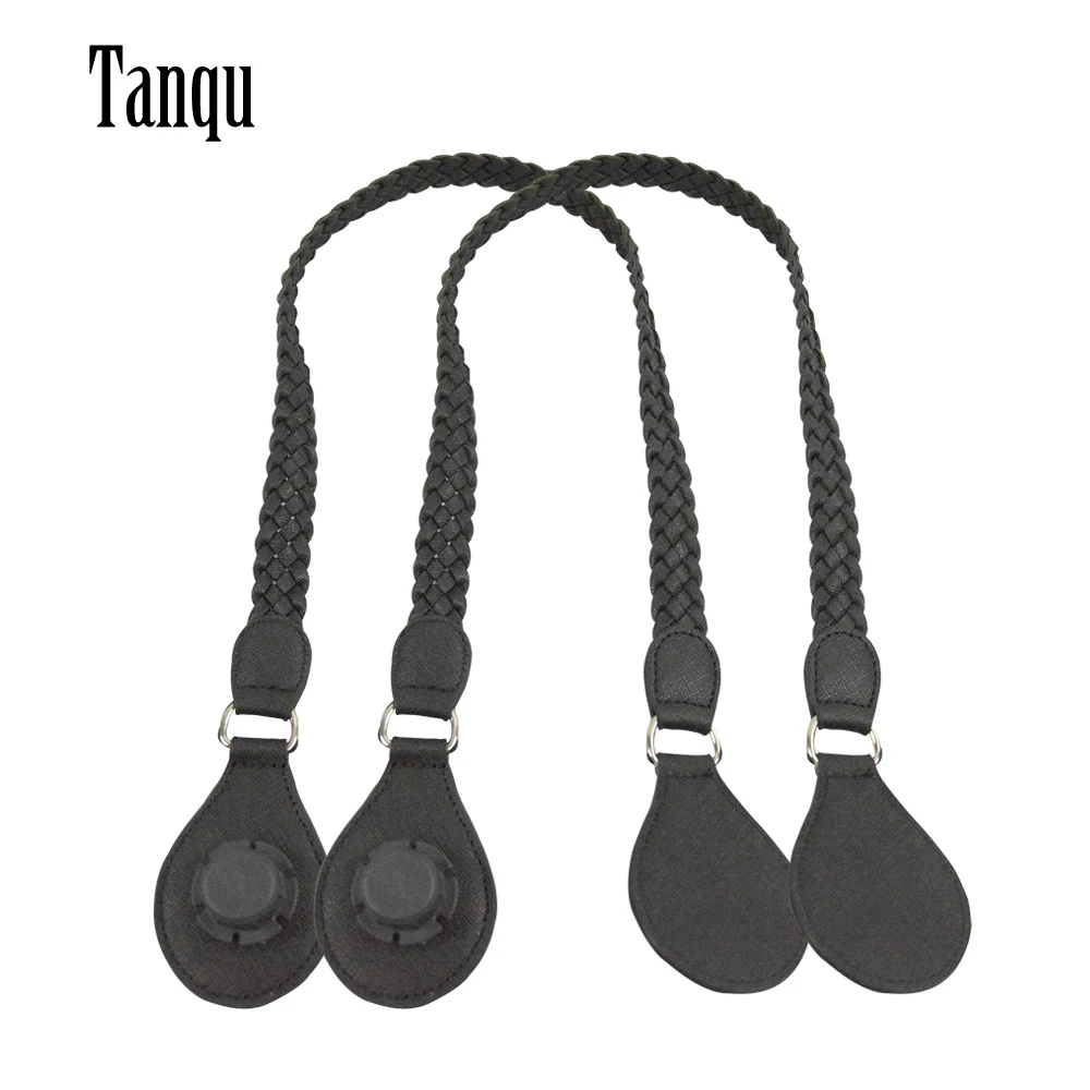 

TANQU 1 Pair Long Short leather PU Weave Handles with Tear Drop End For Classic Mini O Bag For Obag Women Bag shoulder Bag