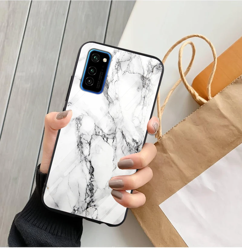 Чехол из поликарбоната для huawei Honor View 30 Pro, пластиковый стеклянный чехол для телефона, черный бампер из ТПУ для huawei Honor View 30 Honor V30 Pro, чехол