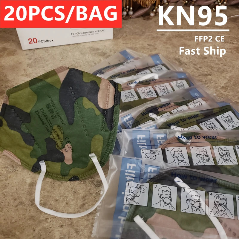 

Fp2 Independent Camouflage KN95 Ffp2 Mouth Mask Mаска для лица Mаски Mascarillas Ffp2reutiliza Masque PM2.5 KN95MASK FaceMask