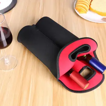 

Soft Handle Design Neoprene Wine Bottle Cover Heat Insulation Portable Insulated Double Bottle Protective Sleeve Holder