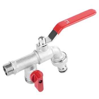 

90 Degree Brass Double Valve Water Tap 1/2inch Thread Good Sealing 1.6Mpa Faucet Replacement Parts For Home Outdoor Garden Tool