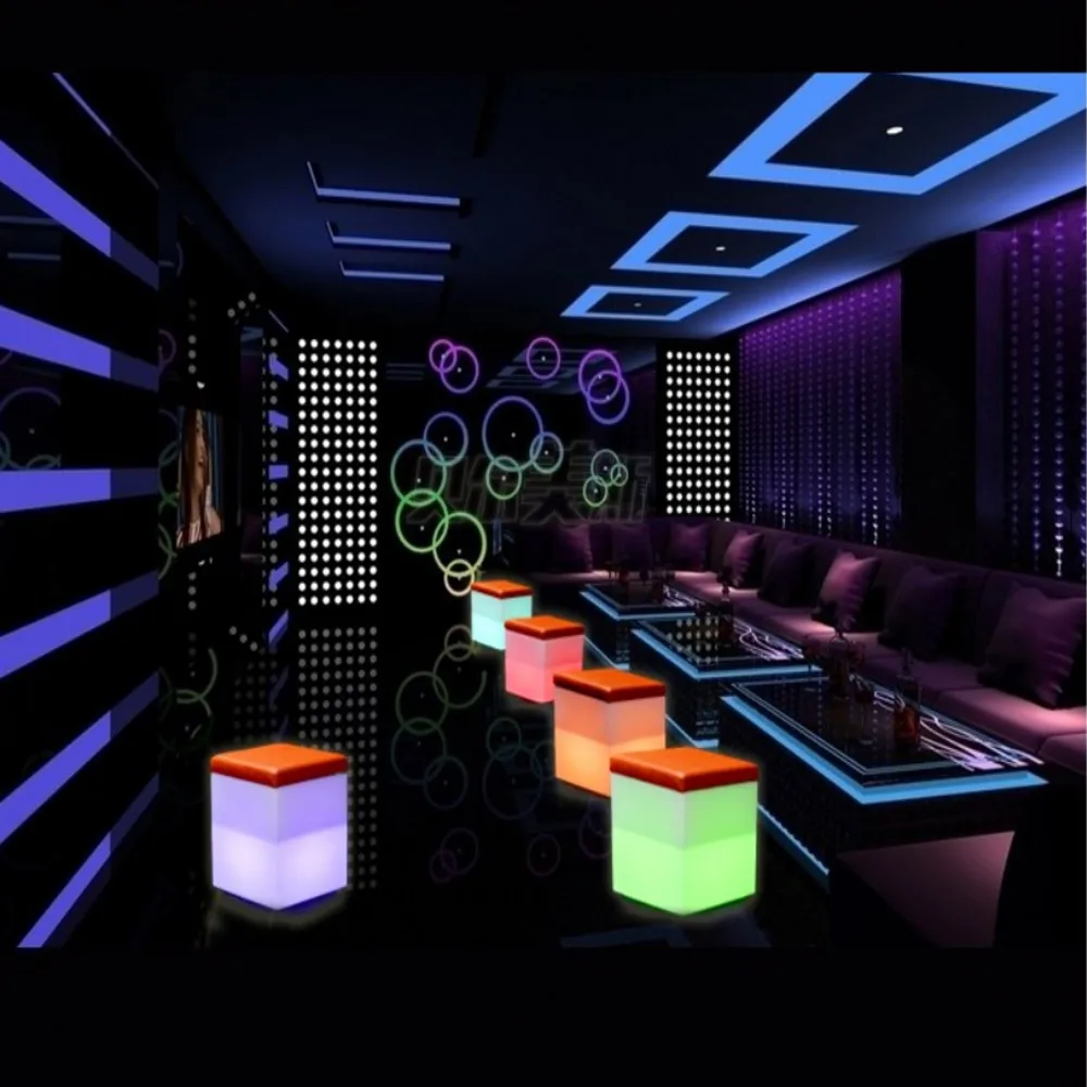 LED Commercial Furniture 40CM 16Inch Cube Seat Chair Waterproof IP68 Rechargeable Display Case Cabinet Ice Buckets For Bar Club