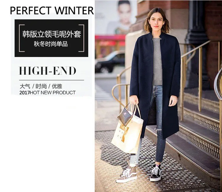 Fashion Casual Long Wool Blend Ladies Coat Solid Slim Women's Jacket Open Stitch Korean Womens Fashion Coat