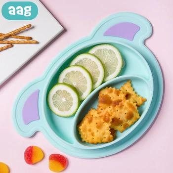 

AAG Baby Silicone Plate With Sucker BPA Free Safe Children`s Dishes Tableware Kids Learning Training Dinnerware Baby Bowl Plates