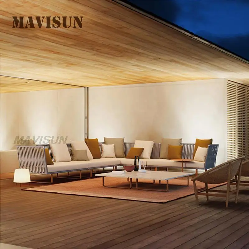 Outdoor Furniture Set Rattan Lounge Aluminum Swing Sofa And Coffee Table For Garden Courtyard Villa Creative Terrace
