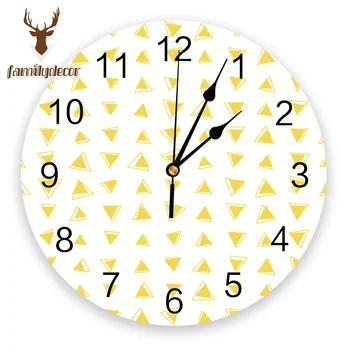 

Abstract Geometric Triangle Printed PVC Wall Clock Modern Design Home Decor Bedroom Silent Oclock Watch Wall For Living Room