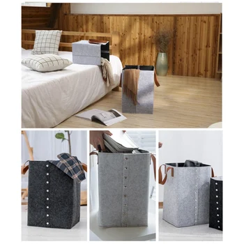 

Detachable Household Dirty Clothes Basket Folding Felt Storage Basket Black Large Home Accessories