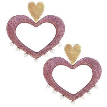 

women heart shape pendant earrings natural pearls embellishment delicate trendy jewellery lovely gifts for friends wholesale