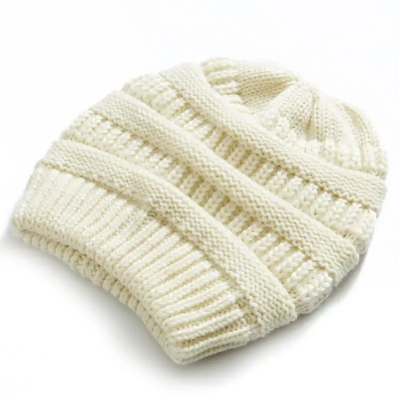 Однотонные мягкие теплые вязаные шапки унисекс на осень и зиму для мужчин и женщин, шапки с черепом, лыжная шапка s - Цвет: Белый