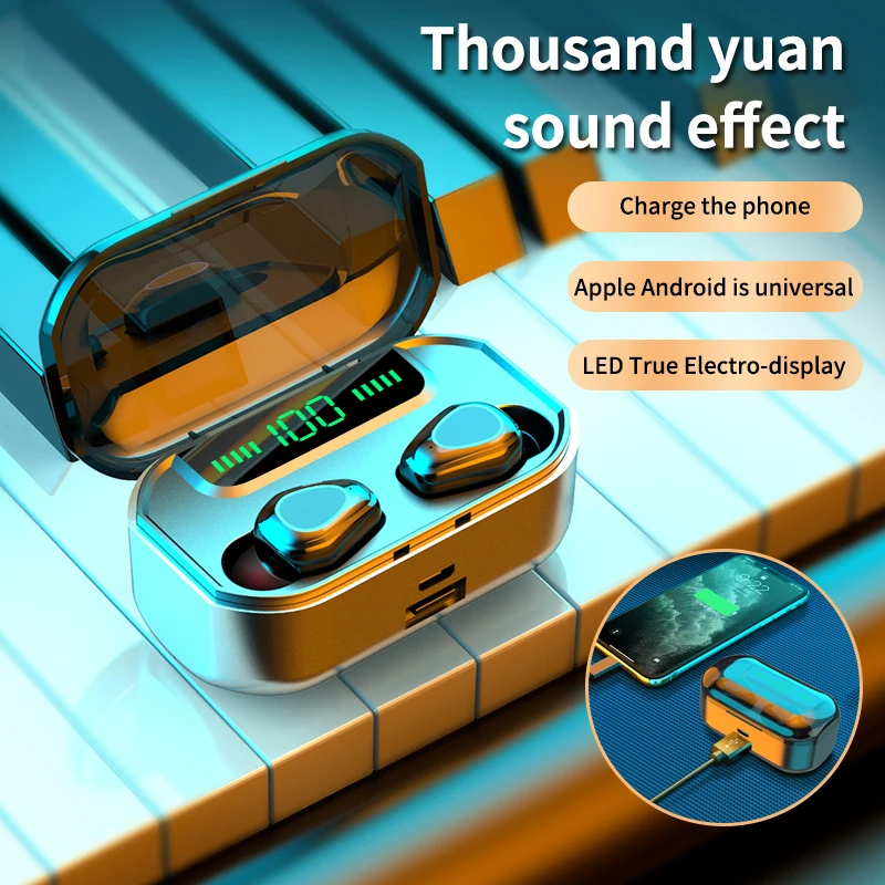 Bluetooth 5 0 Earphones TWS Wireless 3500mAh Charging Box With Microphone 9D Bass Waterproof Headset Wireless Earphone