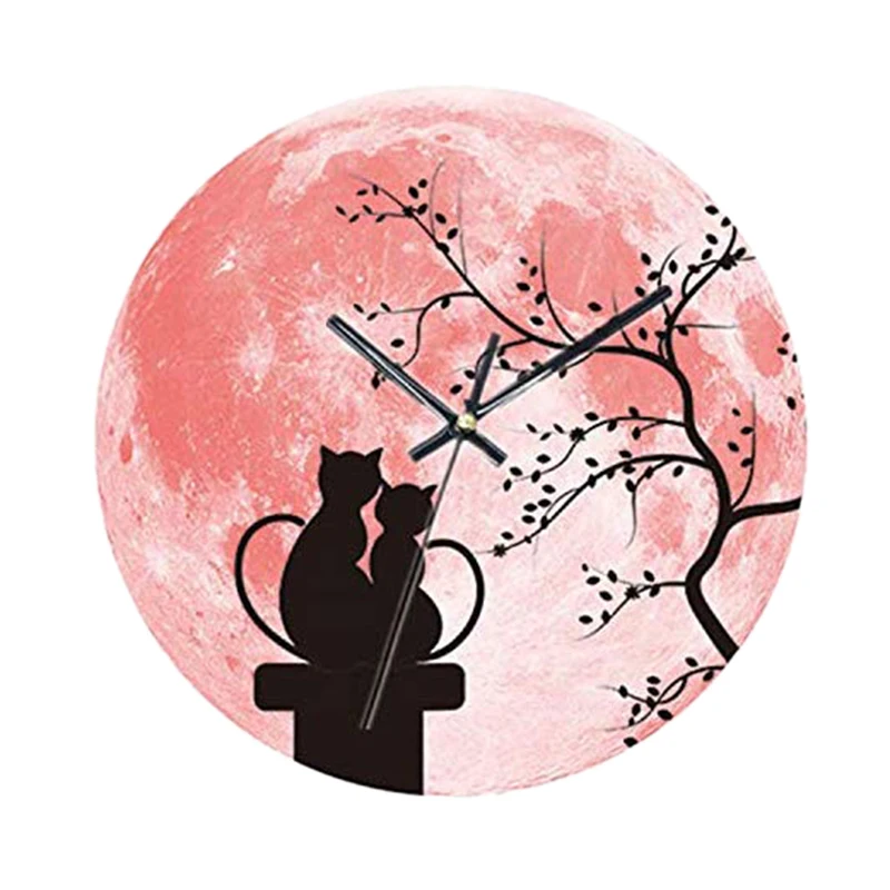 buy TOP! Lovely Wall Clock Glowing Moon Luminous Moonlight Glow in the Dark Clock for Kids Living Room Baby Playroom Home Office (Ca