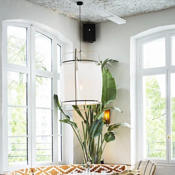 Nordic fabric linen pendant lamp shade white ceiling light cover 2