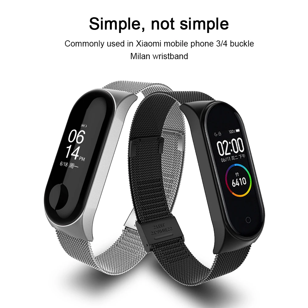 Браслет из нержавеющей стали с металлическим ремешком для Xiaomi Mi Band 3 4 сменный Ремешок для смарт-часов аксессуары для смарт-часов