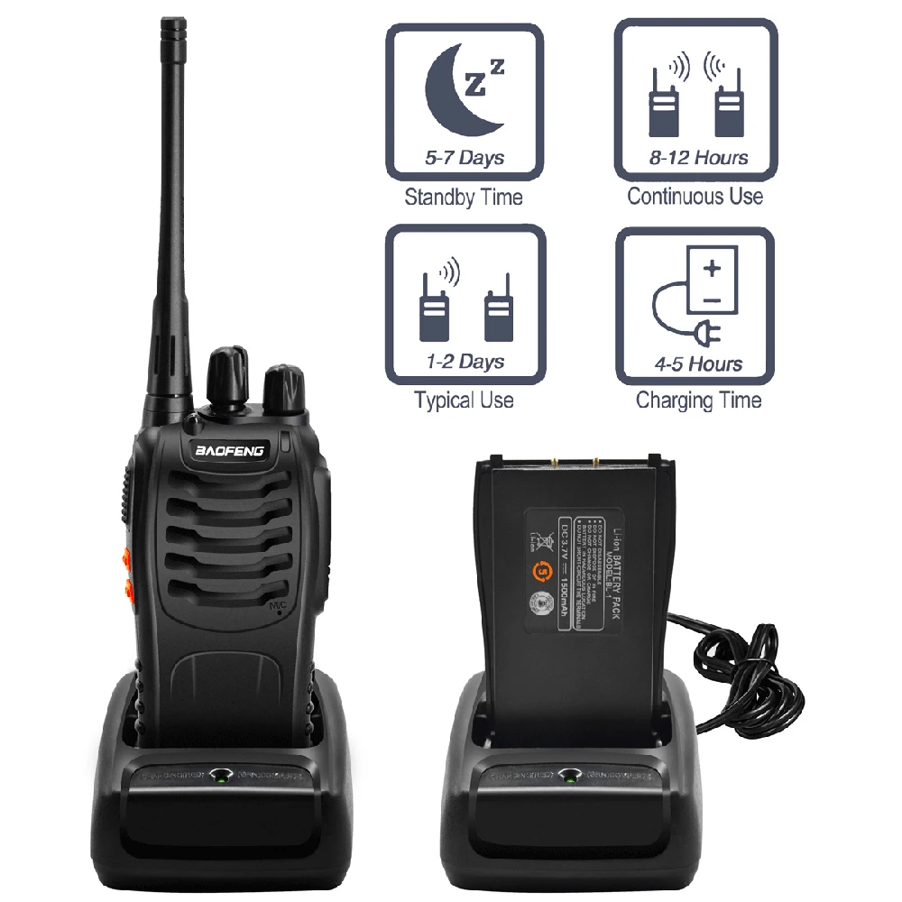 2 шт. Baofeng портативная 5 Вт BF 888S рация Портативная радиостанция 888s UHF 400 470 МГц 16CH