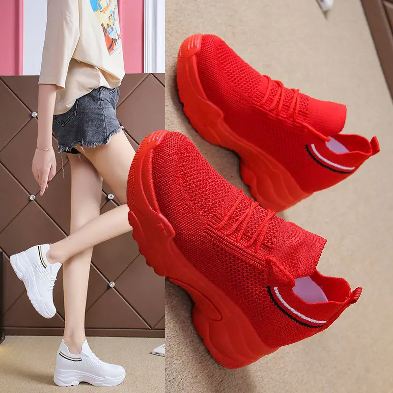 Platform sneakers shoes Women Summer Wedge sneakers shoes Breathable Mesh Spring Casual Shoes Height Increasing Woman 8260