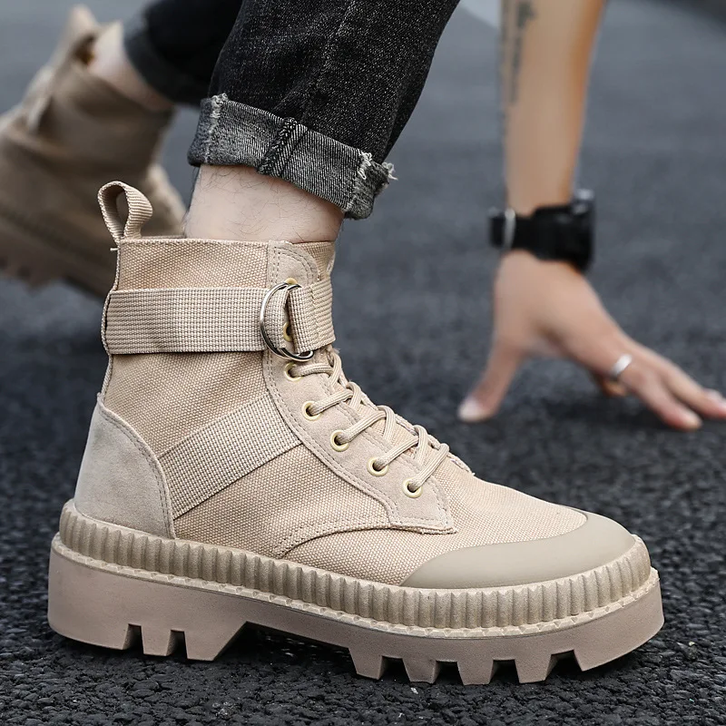 

Hight-top Canvas Men's Boot 2019 Autumn And Winter British-Style Martin Boots Online Celebrity-Thick Bottomed Men Trendy Shoes R