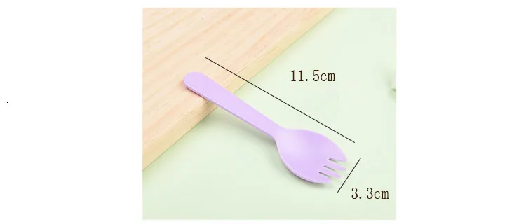 10Pcs Disposable Small Spork Plastic Fork Spoon Dessert Icecream Cake Fast Food Restaurant Wedding Party Birthday Fork Spoon