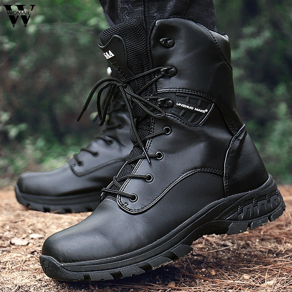 

Military Tactical Mens Boots Outdoor Special Force Leather Waterproof Desert Combat Ankle Boot Army Work Plus Size Shoes