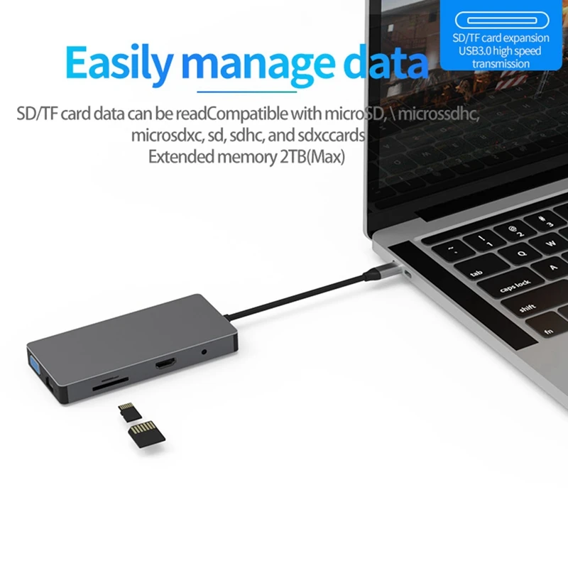 Blueendless 10 в 1 USB C концентратор мульти HDMI адаптер к USB 3,0 кард-ридер USB-C 3,1 Для MacBook Pro VGA LAN порт
