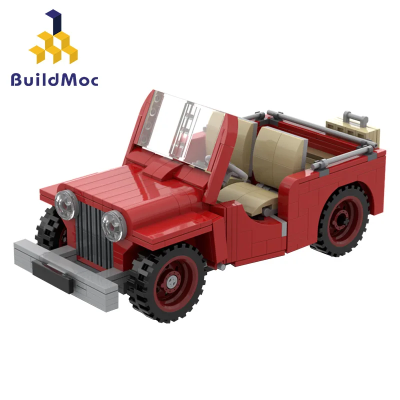 

Buildmoc Red Creator Mechanical Pull Back Jeeped Off-road Vehicle Building Blocks For City Technic Car Bricks Toys Boys