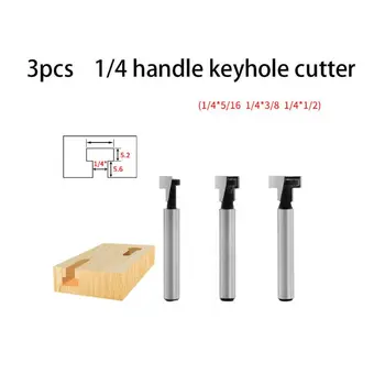 

3pcs/set 1/4" Shank Keyhole T-Slot Router Bit Woodworking Cutter for 3/8" 5/16"
