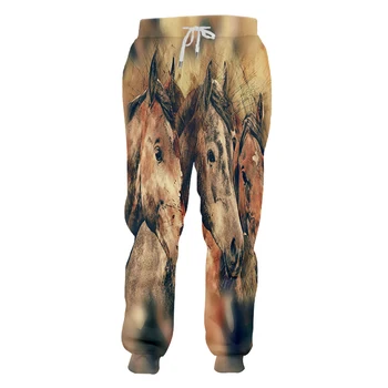

UJWI Man Sweatpants 3D Printed Funny Retro brown horse Pants Big Size Harajuku Mens Streetwear Free Shipping