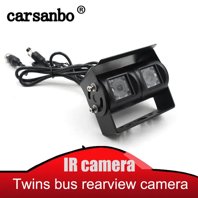 Carsanbo Bus Truck twins lens rear view ccd camera 4PIN Parking backup Reverse camera two camera In one adjustable angle DC 12V