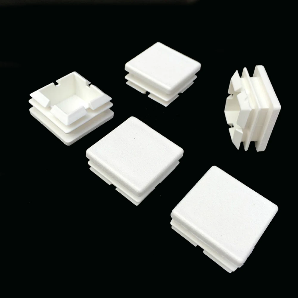 White Plastic Rectangle Blanking End Caps Cap Tube Pipe Inserts Plug Bung Steel 2/10/20pcs silicone rubber plugs pipe end cap rubber caps silicone rubber caps
