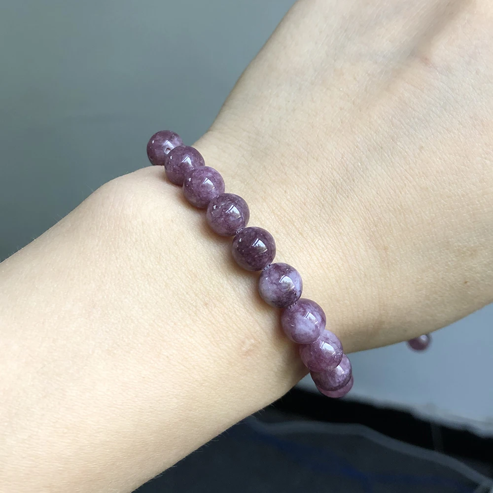 Natural Stone Lepidolite Beads Round Loose Spacer Beads For Jewelry Making DIY Woman Bracelet Necklace 15Inches 4/6/8/10/12MM
					 Lepidolite  prayer beads