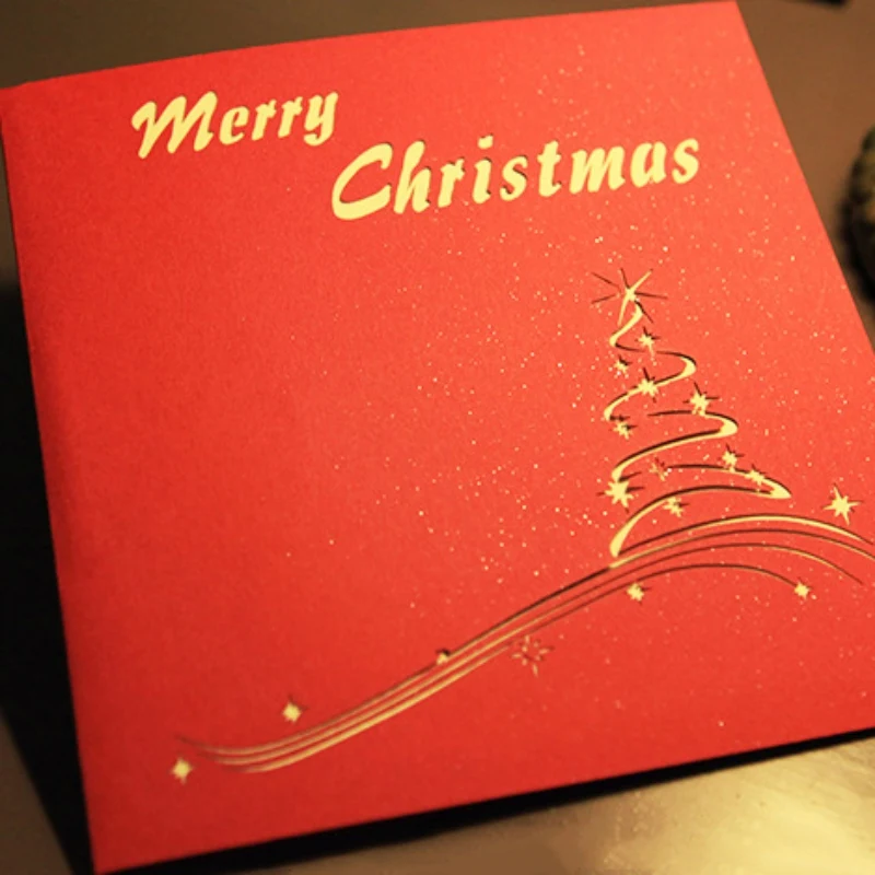  Creative Card 3D pop-up Christmas tree greeting card unique postcard invitation Christmas card - 4000542552028