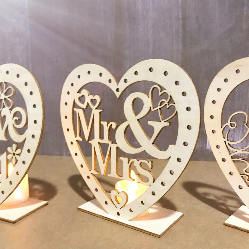 Деревянный подвесной светильник в форме сердца Mr& Mrs DIY, светодиодный светильник, настольный орнамент, Ночной светильник, праздничное свадебное украшение для дома