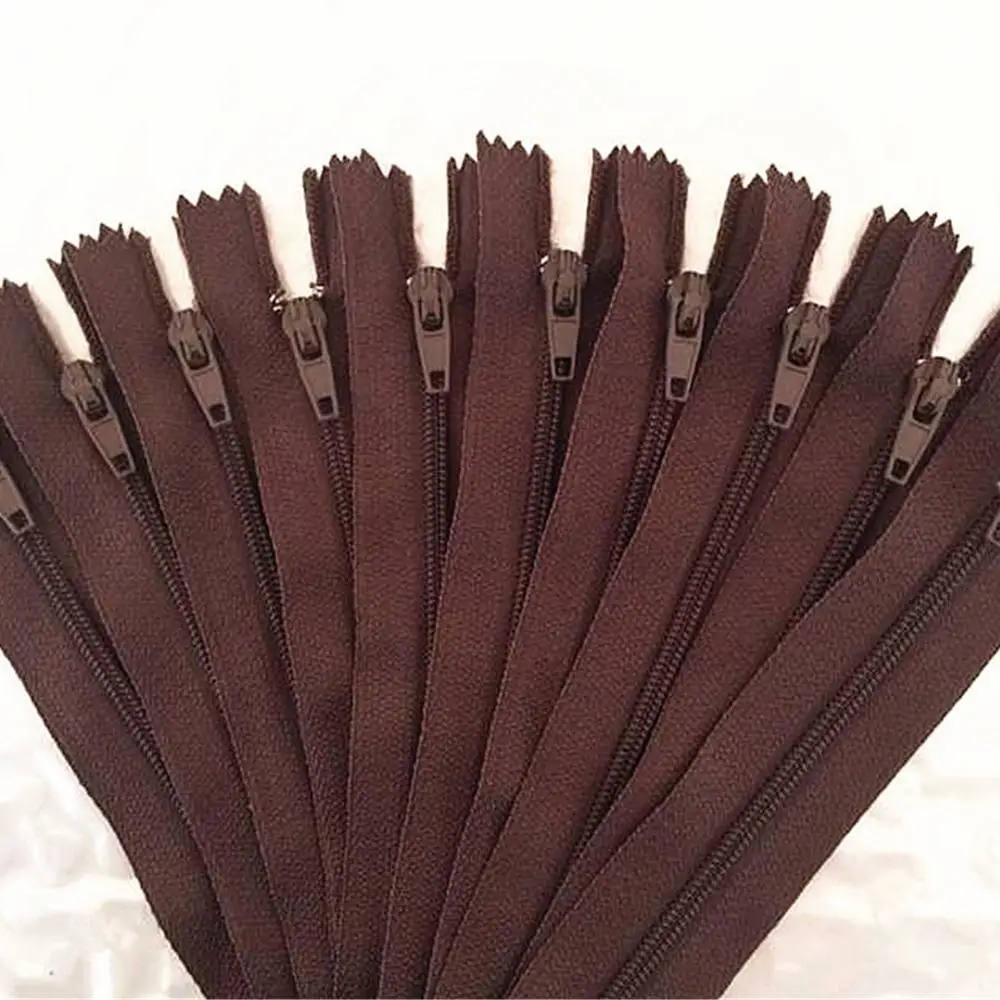 

10 pieces. Coffee 50cm (20inch) nylon coil, zipper, tailor, crafter and fgdqrs