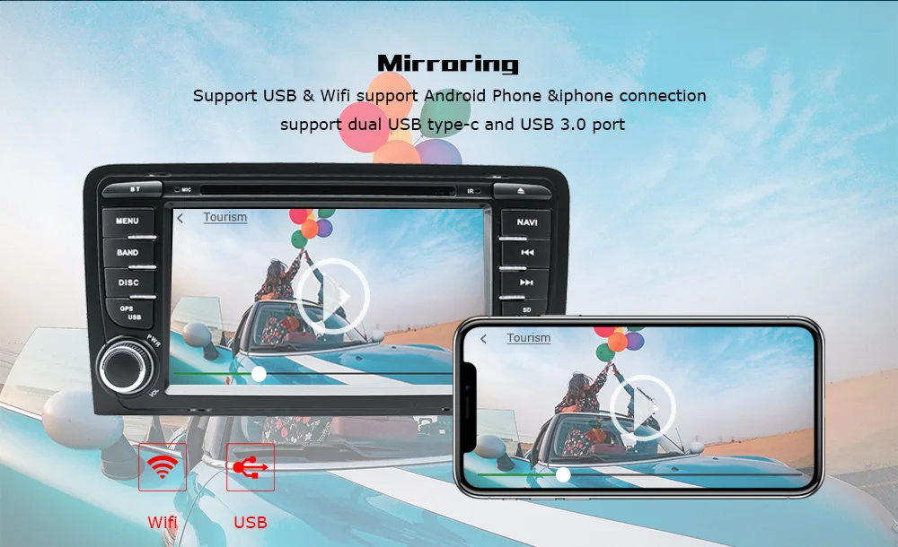 64G 2 Din Автомобильный мультимедийный плеер gps Android 9 DVD Automotivo радио для Audi A3 8P S3 RS3 Sportback навигация gps Carplay OBD2