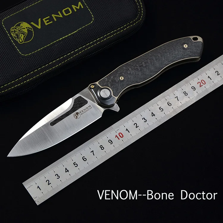 Складной нож VENOM BONE DOCTOR M390 из титана CF складной для кемпинга охоты выживания