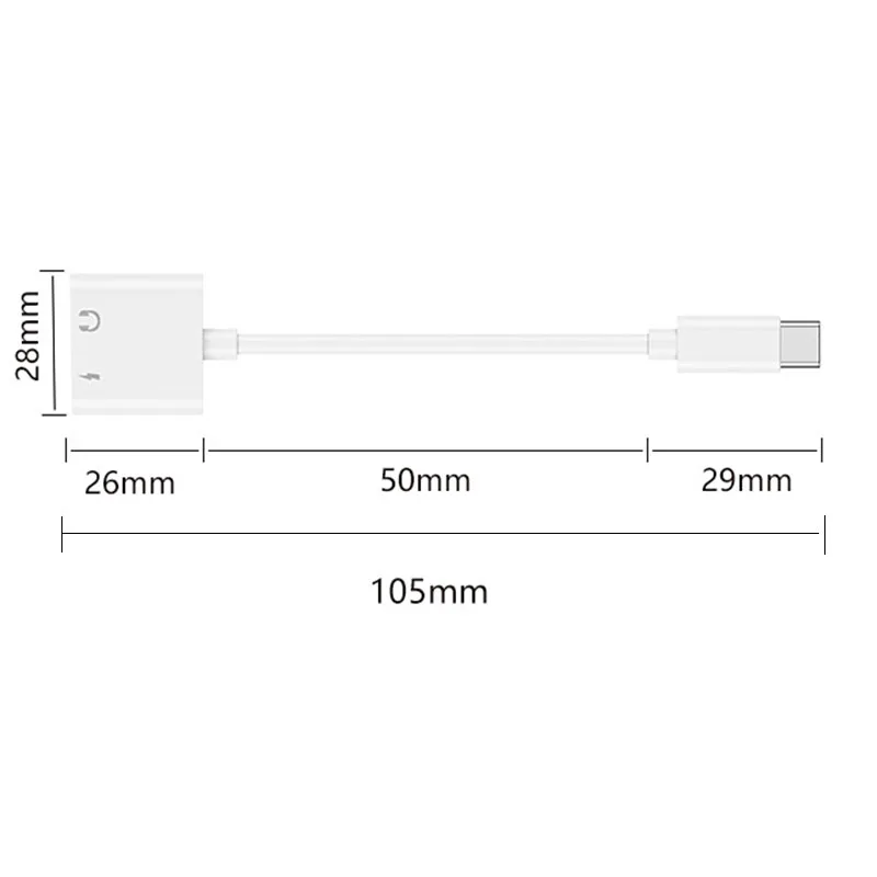 2 in 1 Type C to 3 5mm Charger Audio Adapter Headphone Jack Portable USB Cable UY8