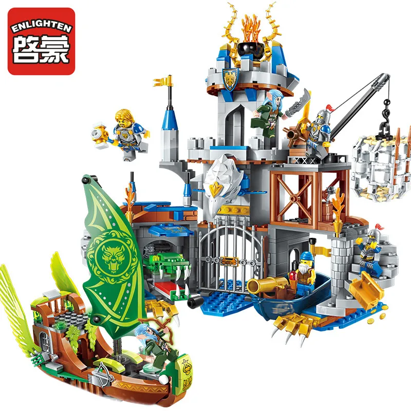 

Enlighten Medieval Lion Castle Knight Carriage Model Building Block Set Enlighten Toys for Children compatible blocks bricks