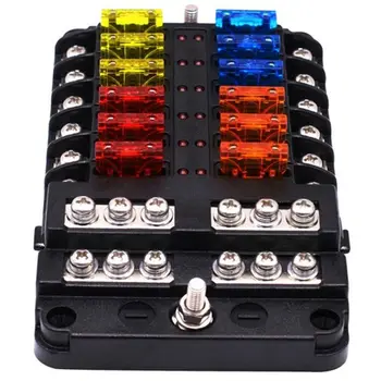 

1 In 12 Out 12 Way Circuit Blade Fuse Box Standard ATO ATC Block Holder Kit For Auto Car Truck Boat Car Fuse Holder