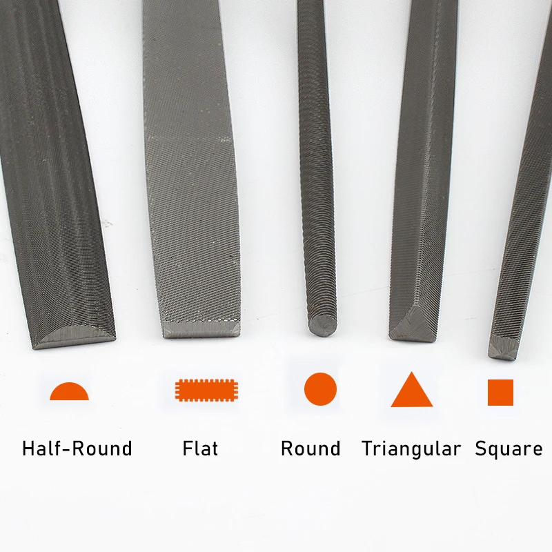 T12 High-Carbon Steel Metal Files Set for Metalworking Woodworking Steel Rasp File Flat Triangle Round Square Half-Round 6