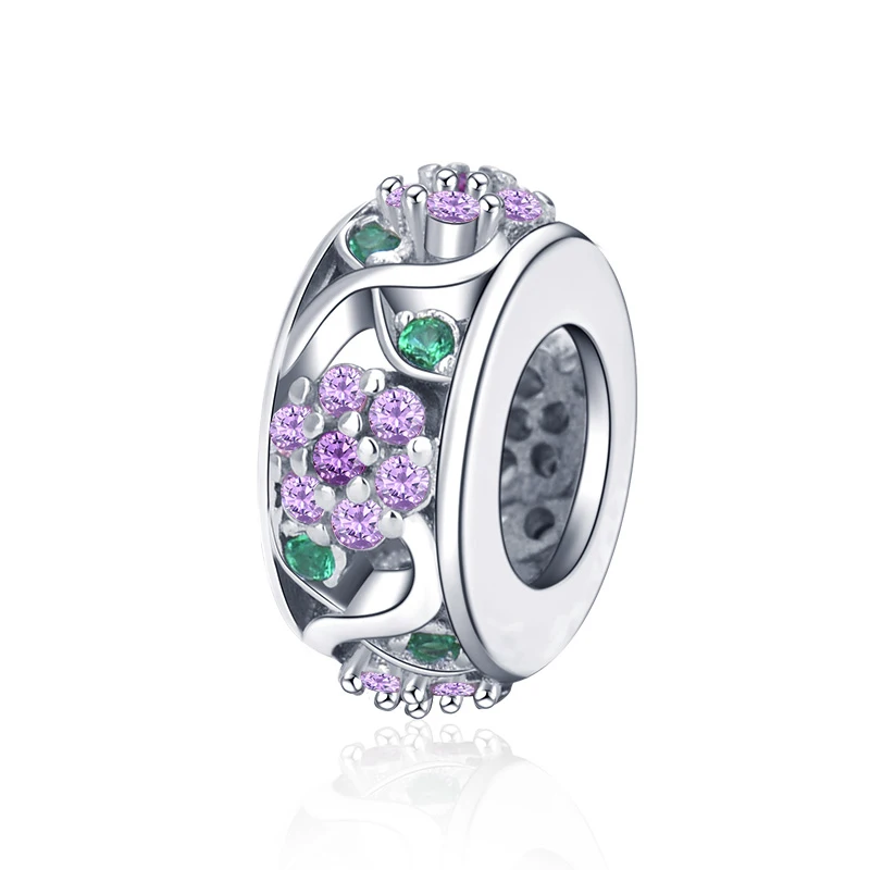 

XiaoJing Silver Charm 925 Sterling Silver Flower Tree Leaves Dazzling CZ Spacer Beads fit Pandora Bracelets&Bangles Jewelry 2019