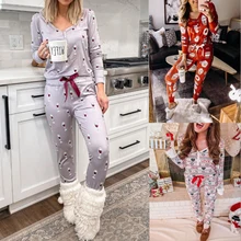 

Winter Plus Size Sexy Sleep Lounge Pajama Long Sleeve Top + Long Pant Woman Pajama Set Pyjamas Cotton Sleepwear Women Loungewear