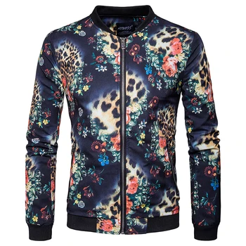 

Europe/US size Spring Jacket Men Casual Printed Thin Jacket New Stand Collar Quick Dry Zipper Jaket Casaco Masculino
